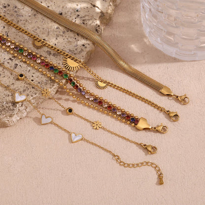 Women Fashion Stripe Geometric Stainless Steel 18K Gold Plated Bracelets