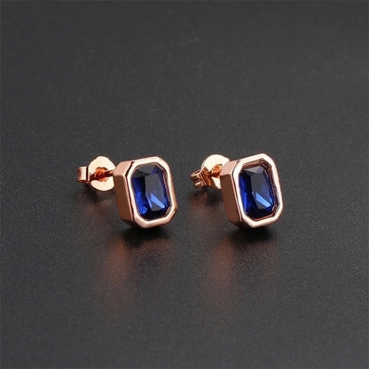 1 Pair Ig Style Minimalist Rectangle Plating Inlay Brass Zircon Rose Gold Plated White Gold Plated Ear Studs