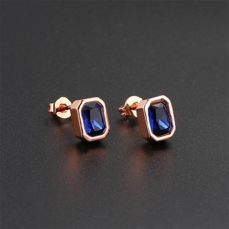 1 Pair Ig Style Minimalist Rectangle Plating Inlay Brass Zircon Rose Gold Plated White Gold Plated Ear Studs