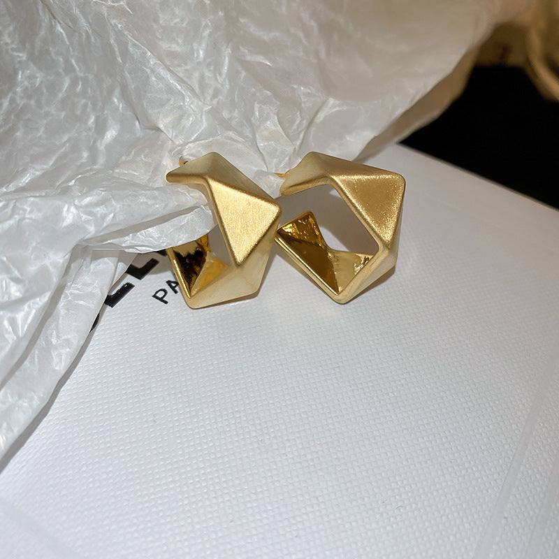 Circle Heart Geometric Metal Electroplating Earrings