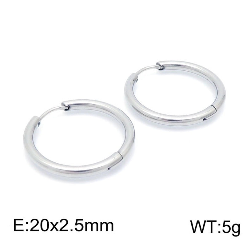 1 Pair Streetwear Solid Color Titanium Steel 18K Gold Plated Hoop Earrings