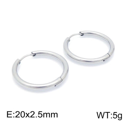 1 Pair Streetwear Solid Color Titanium Steel 18K Gold Plated Hoop Earrings