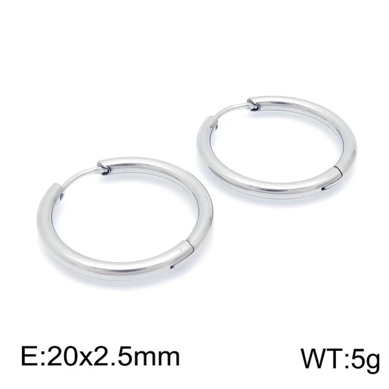 1 Pair Streetwear Solid Color Titanium Steel 18K Gold Plated Hoop Earrings