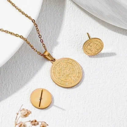 Vintage Style Geometric 304 Stainless Steel 18K Gold Plated Plating Earrings Necklace