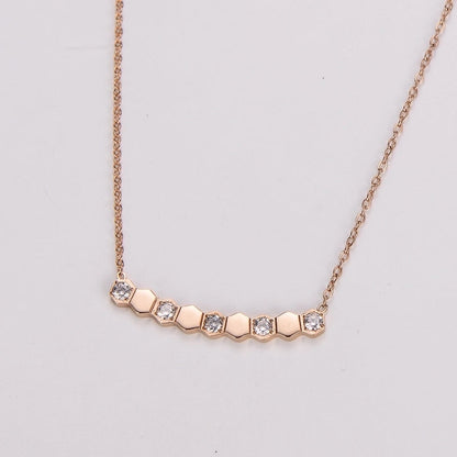 304 Stainless Steel 18K Gold Plated Rose Gold Plated Casual Inlay Hexagon Zircon Necklace