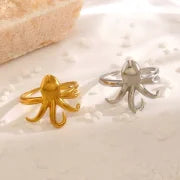 Vacation Solid Color 304 Stainless Steel 18K Gold Plated Open Rings