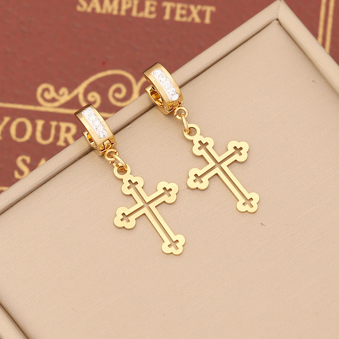 Expressive Cross Stainless Steel Electroplating Earrings