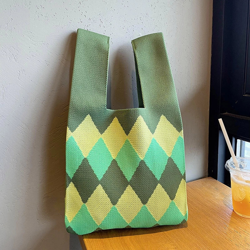 Vest Bag Vest Bag Cute Panda Large Knitted Shoulder Handbag Hand Bag Commuter Large Capacity Wrist Bag