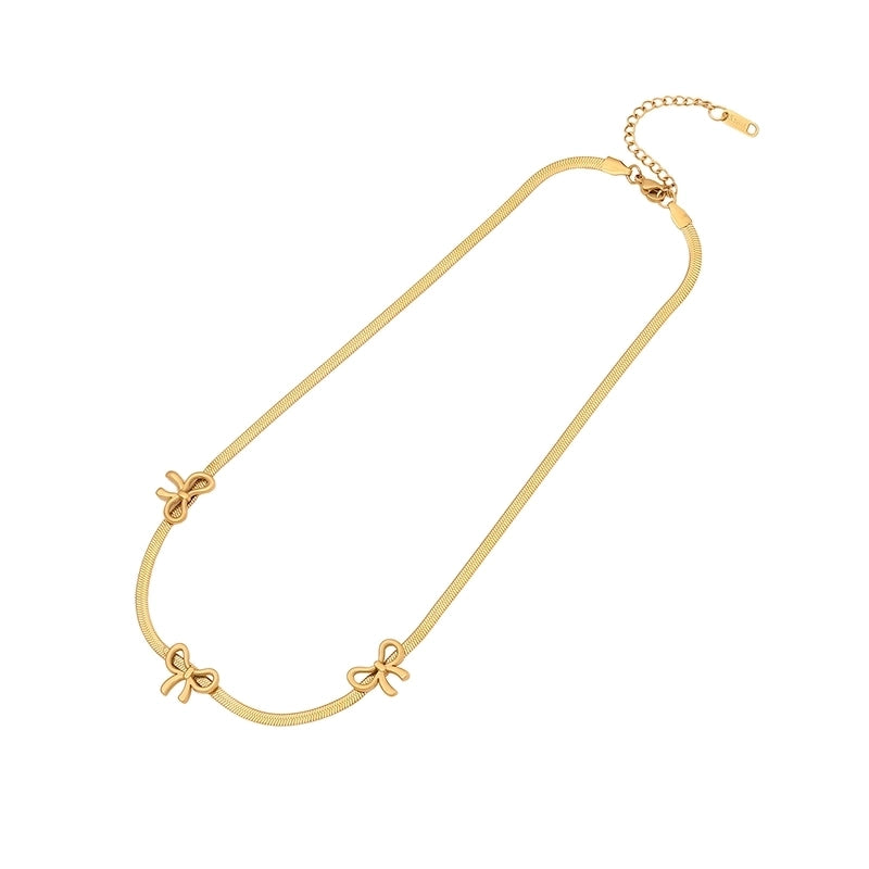 Elegant Streetwear Commute Heart Shape Bow Knot 304 Stainless Steel Artificial Pearls 18K Gold Plated Inlay Earrings Necklace Jewelry Set