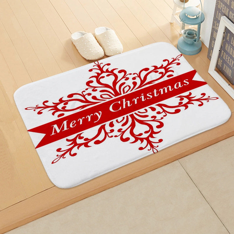 Cute Christmas Tree Snowflake Flannel Fabric Floor Mat