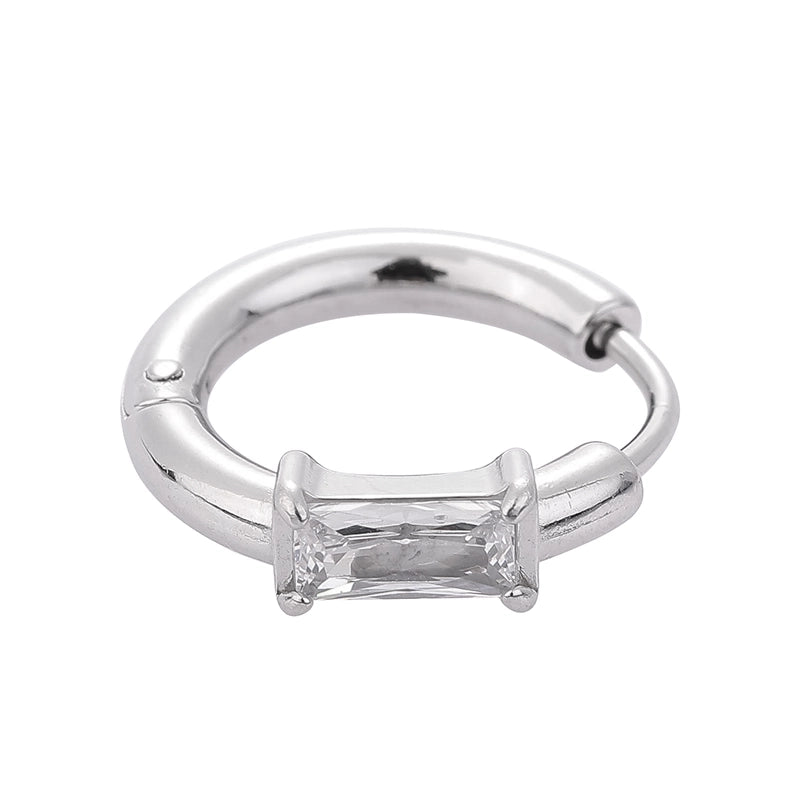 1 Piece Modern Style Minimalist Classic Style Solid Color Inlay 316L Stainless Steel Zircon 14K Gold Plated Hoop Earrings