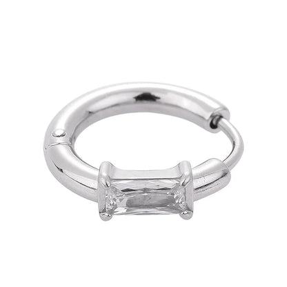 1 Piece Modern Style Minimalist Classic Style Solid Color Inlay 316L Stainless Steel Zircon 14K Gold Plated Hoop Earrings