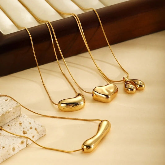 Elegant Glam Geometric Heart Shape Solid Color 304 Stainless Steel Rhinestones Inlay Stainless Steel Necklaces