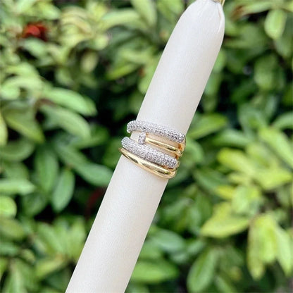 Copper 18K Gold Plated Inlay Geometric Zircon Open Rings