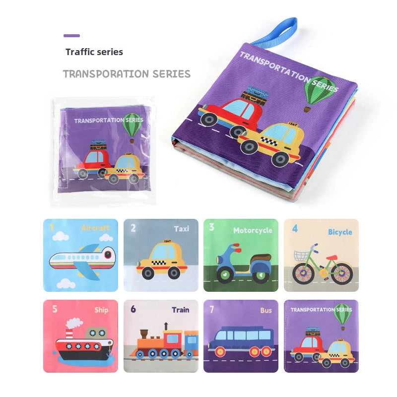 Hot Sale Enlightenment Early Education Baby Cloth Book English Animal Transport Cognitive Book Baby Cloth Book