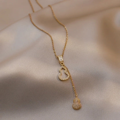 Minimalist Geometric Alloy Titanium Steel Plating Inlay Artificial Pearls Turquoise Rhinestones Necklace