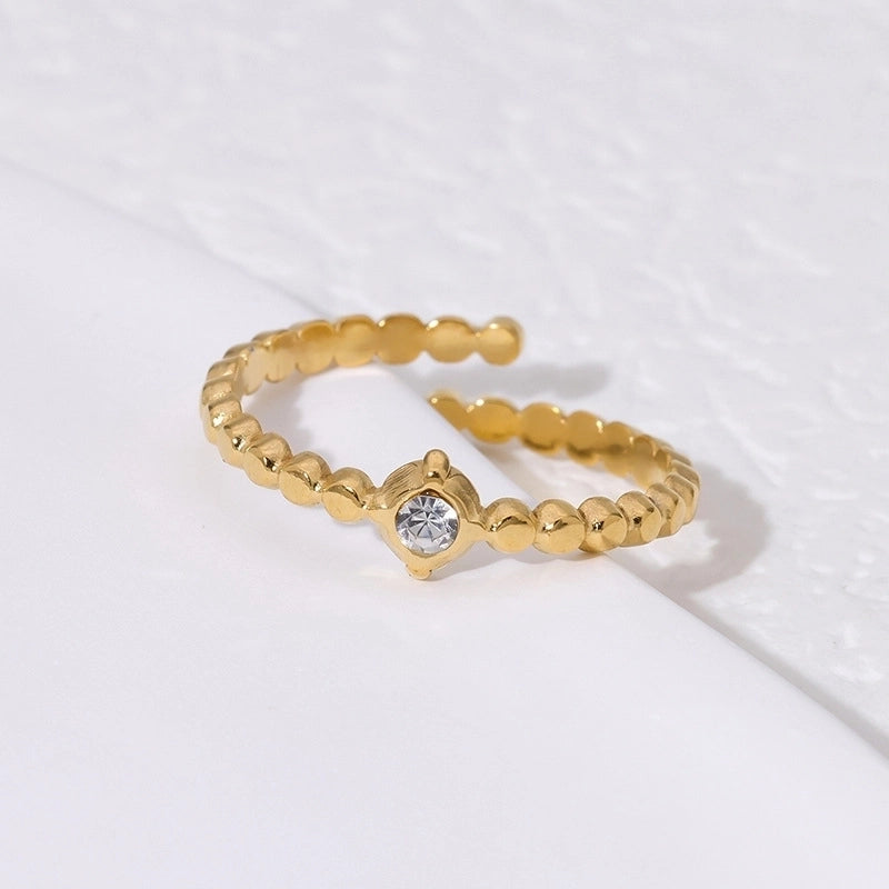 Casual Minimalist Geometric 304 Stainless Steel Hollow Out Inlay Open Rings