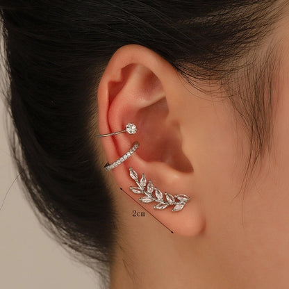 1 Set Classic Style Leaf Star Copper Inlay Zircon Earrings