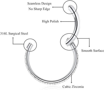 1 Piece Nose Rings & Studs Minimalist Classic Style Commute Round 316L Stainless Steel Plating Inlay Zircon Nose Ring