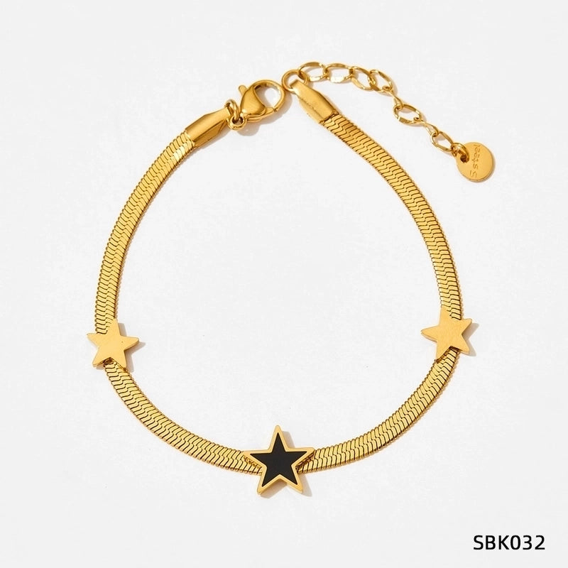 3 Pieces 304 Stainless Steel Titanium Steel White Gold Plated Gold Plated Classic Style Plating Star Bracelets Necklace