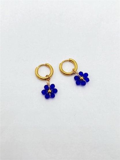 1 Pair Pastoral Flower Inlay 304 Stainless Steel Plastic Stainless Steel Earrings