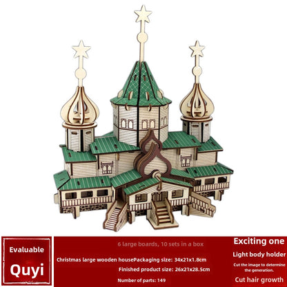 Stall Supply Children's Wooden 3D Puzzle Adult Puzzle Christmas Building Handmade Educational Model Toy