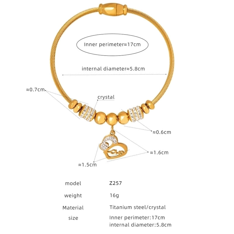 Casual Minimalist Star Heart Shape Butterfly Titanium Steel 18K Gold Plated Rhinestones Bangle In Bulk