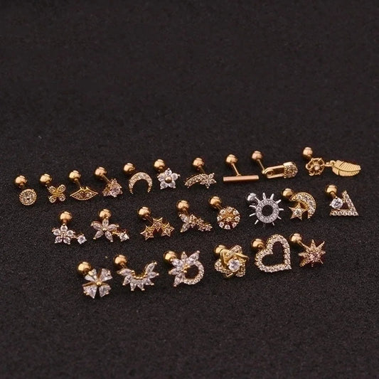 Ear Cartilage Rings & Studs Flower 316L Stainless Steel Copper