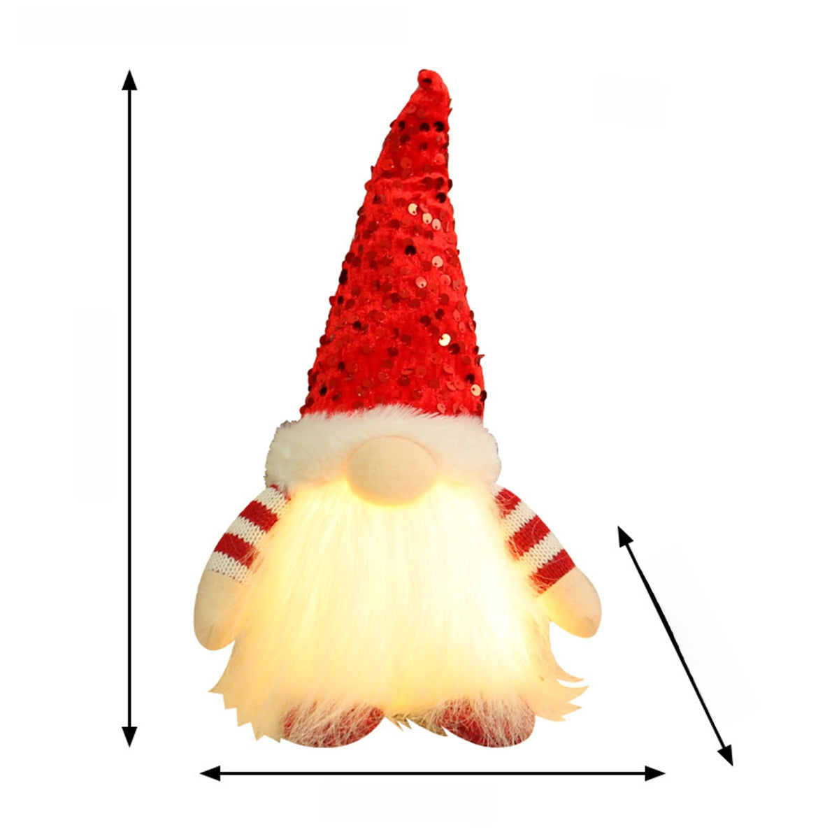 Christmas Decoration Christmas Sequin Lighted Rudolph Doll Christmas Glowing Faceless Gnome Doll Ornament