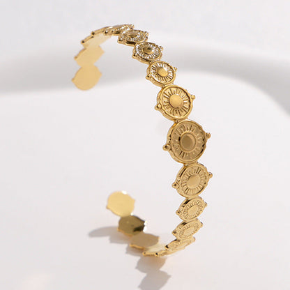 2 Pieces Expressive Stripe Stainless Steel Electroplating Bangles