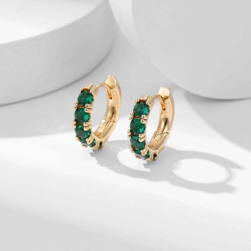 1 Pair Elegant Vintage Style Round Plating Inlay Copper Zircon Gold Plated Hoop Earrings
