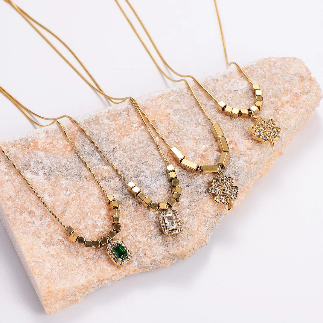 Retro Vintage Droplet Stainless Steel Electroplating Necklaces