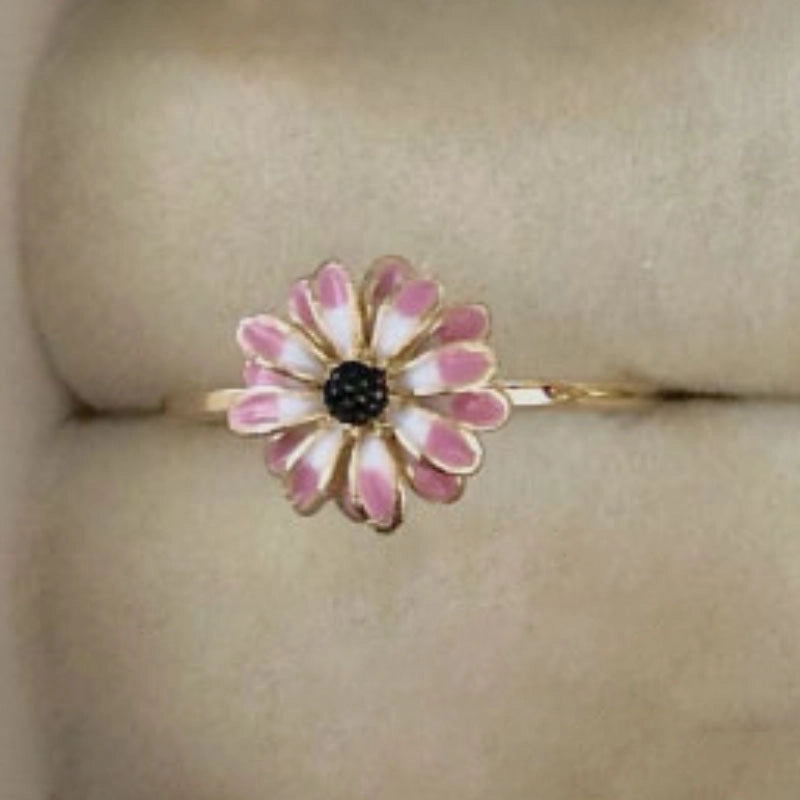 Copper Inlay Flower Pearl Rings