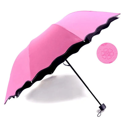 Water Flowering Umbrella Manufacturers Folding Advertising Gift Umbrellas Black Rubber Rain And Shine Dual-use Three-fold Sun Umbrella