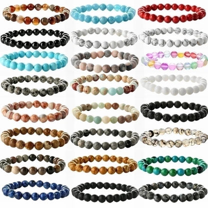 Retro Round Beaded Natural Stone Unisex Bracelets 1 Piece