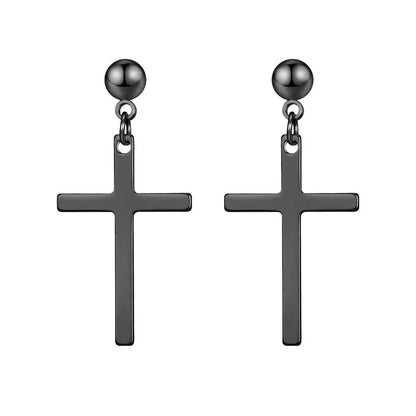 Punk Cross Stainless Steel Plating Drop Earrings 1 Piece