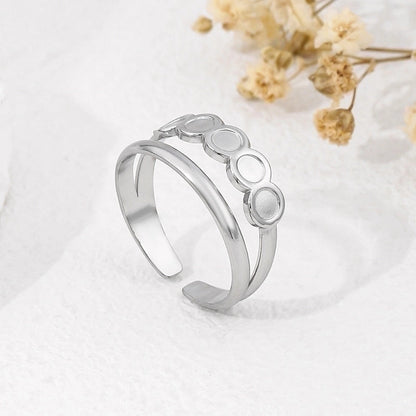 2 Pieces 304 Stainless Steel 18K Gold Plated Beach Minimalist Plating Cross Simple Lines Rings