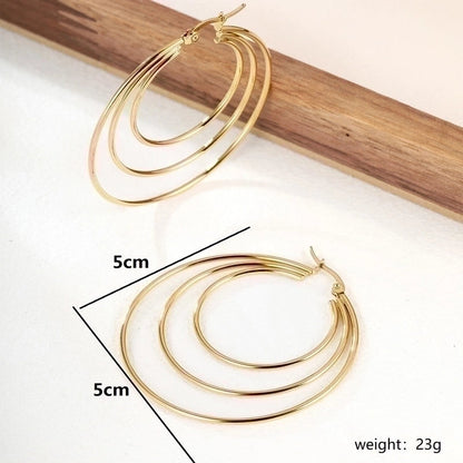 1 Pair Exaggerated Fashion Triangle Round Plating 201 Stainless Steel 18K Gold Plated Stainless Steel Earrings