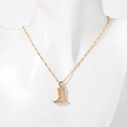 Copper 18K Gold Plated Minimalist Plating Boots Earrings Necklace