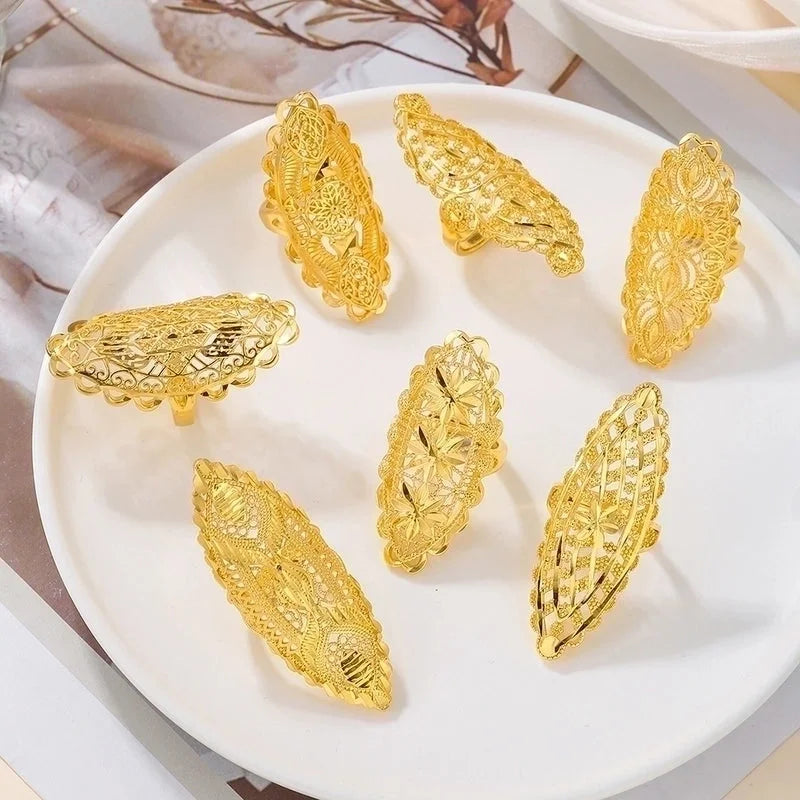 Elegant Solid Color Copper Plating 18k Gold Plated Rings