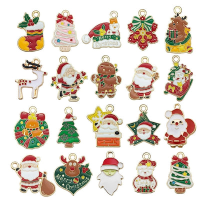 20 PCS/Package 50 PCS/Package 10-30mm Alloy Christmas Tree Snowman Snowflake Pendant Jewelry Accessories