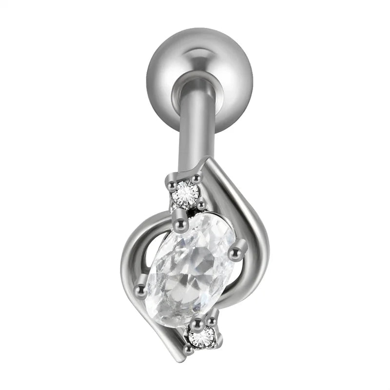 1 Piece Tongue Rings Casual Elegant Vacation Leaf Water Droplets Butterfly 304 Stainless Steel Plating Zircon 18K Gold Plated Tongue Rings