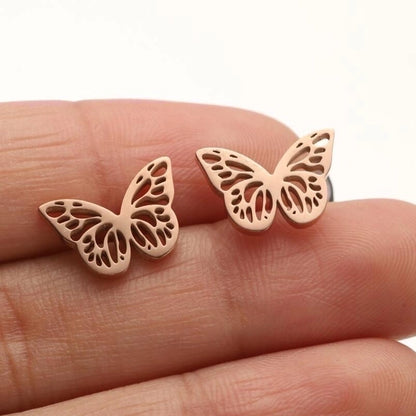 1 Pair Casual Minimalist Butterfly Umbrella Snowflake Asymmetrical Plating Hollow Out 304 Stainless Steel 18K Gold Plated Ear Studs