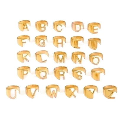 304 Stainless Steel 18K Gold Plated Modern Style Minimalist Asymmetrical Plating Letter Open Rings