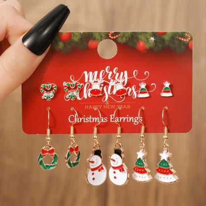 2 Pieces 1 Set Fashion Christmas Tree Santa Claus Christmas Socks Enamel Alloy Drop Earrings