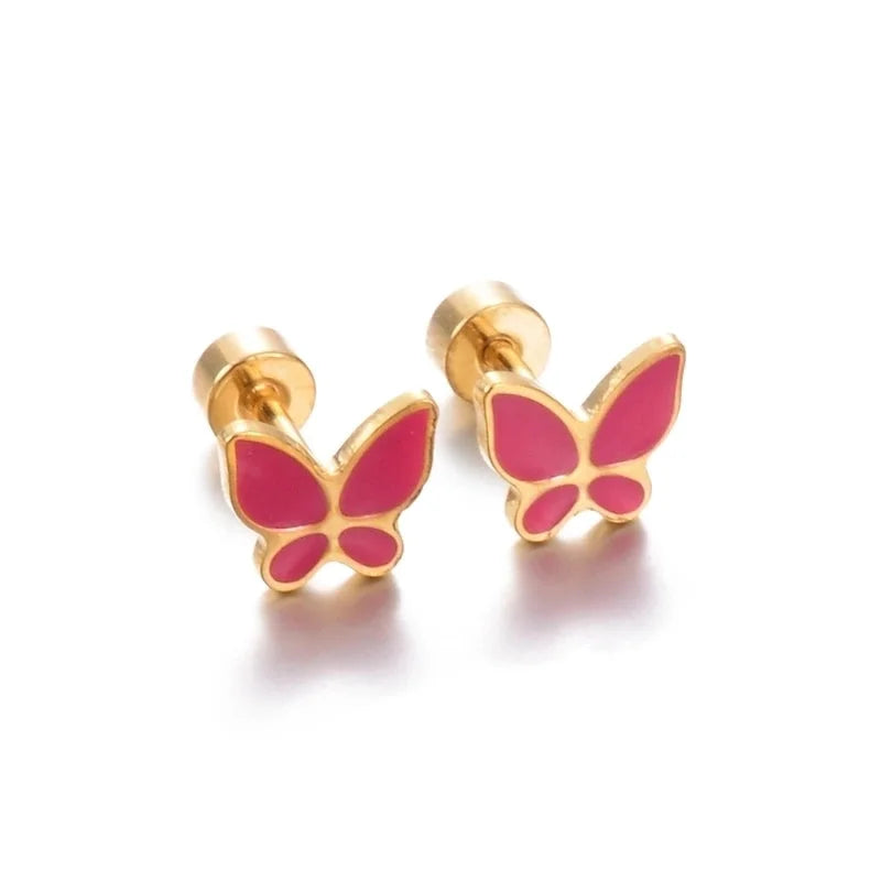 1 Pair Cute Geometric Enamel Plating Stainless Steel Ear Studs