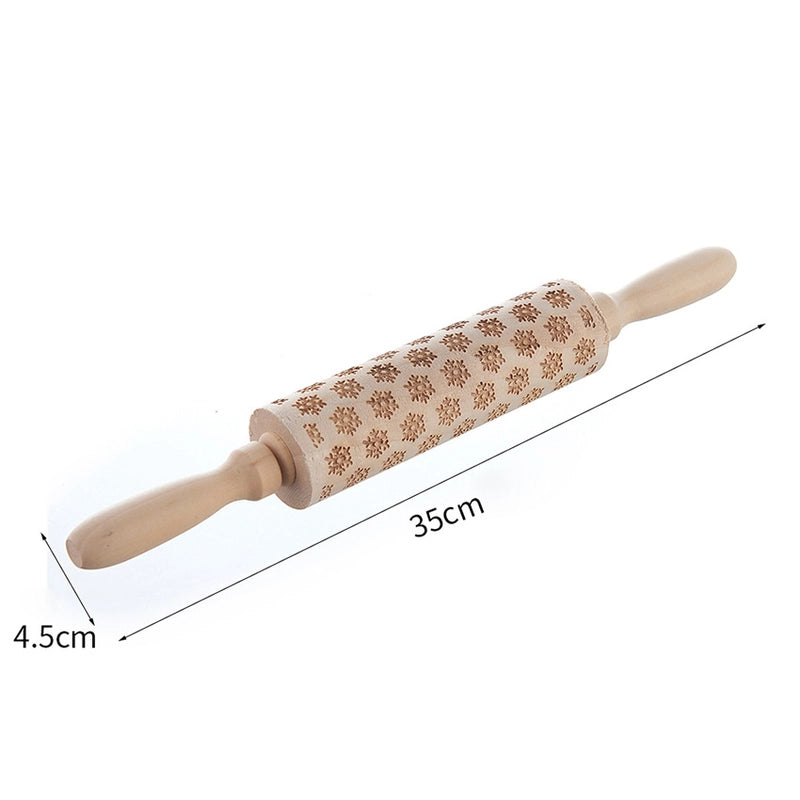 Christmas Cute Christmas Tree Snowflake Elk Wood Rolling Pin 1 Piece