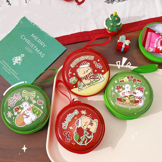 Unisex Animal Christmas Hat Tinplate Zipper Coin Purses