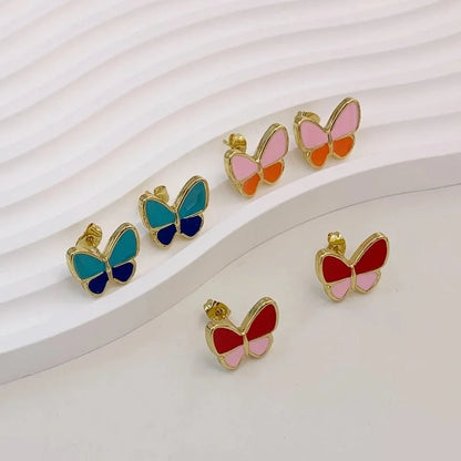 1 Pair Minimalist Butterfly 304 Stainless Steel 18K Gold Plated Ear Studs