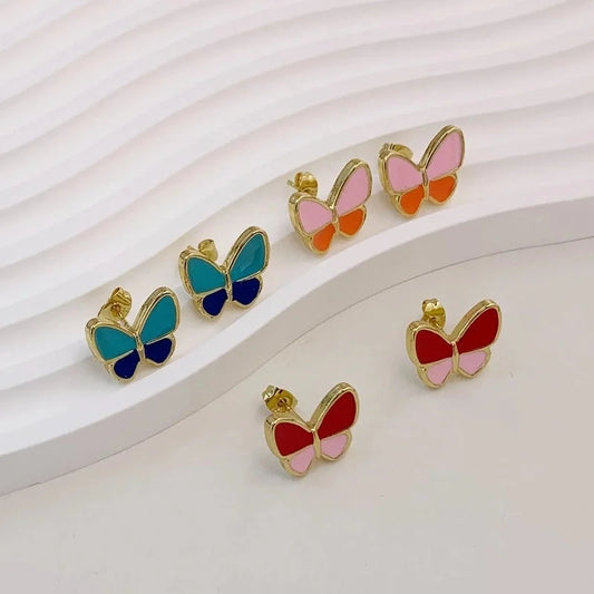 1 Pair Minimalist Butterfly 304 Stainless Steel 18K Gold Plated Ear Studs